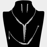 Rhinestone Paved Long Fringe Jewelry Set - Madeline Love - Flyclothing LLC