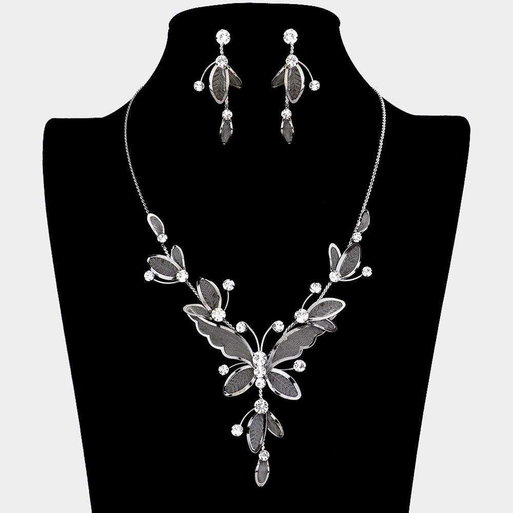 Butterfly Crystal Rhinestone Necklace - Madeline Love - Flyclothing LLC