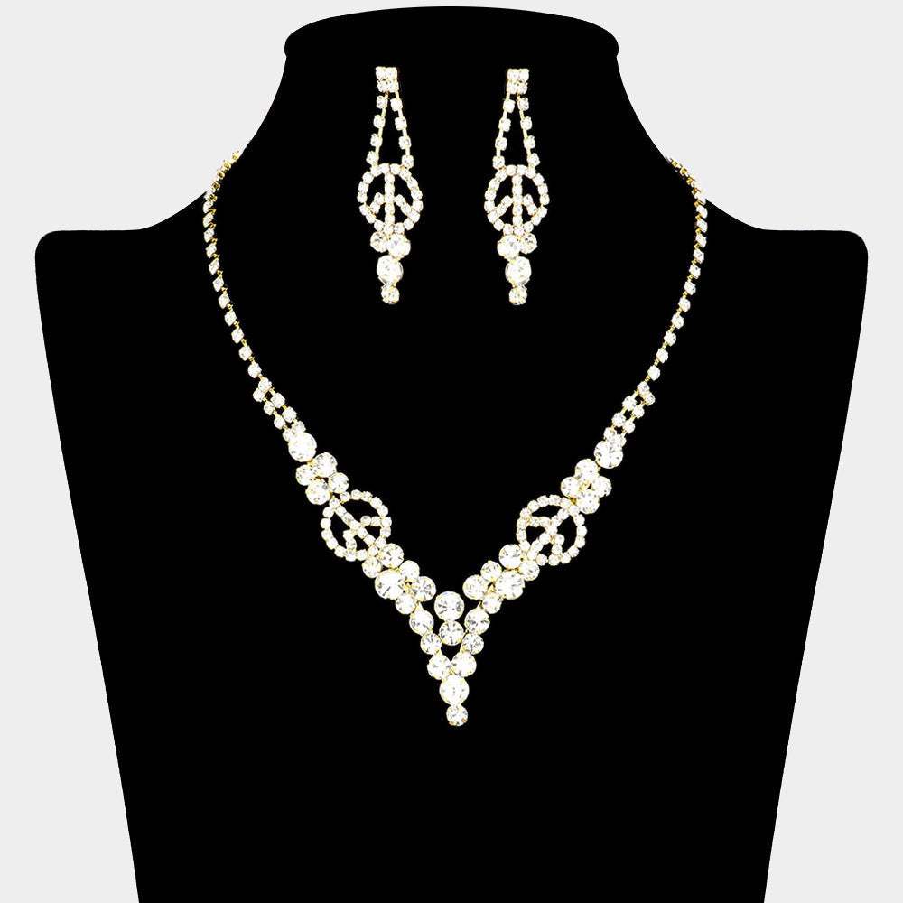 Crystal rhinestone peace symbol necklace - Madeline Love - Flyclothing LLC