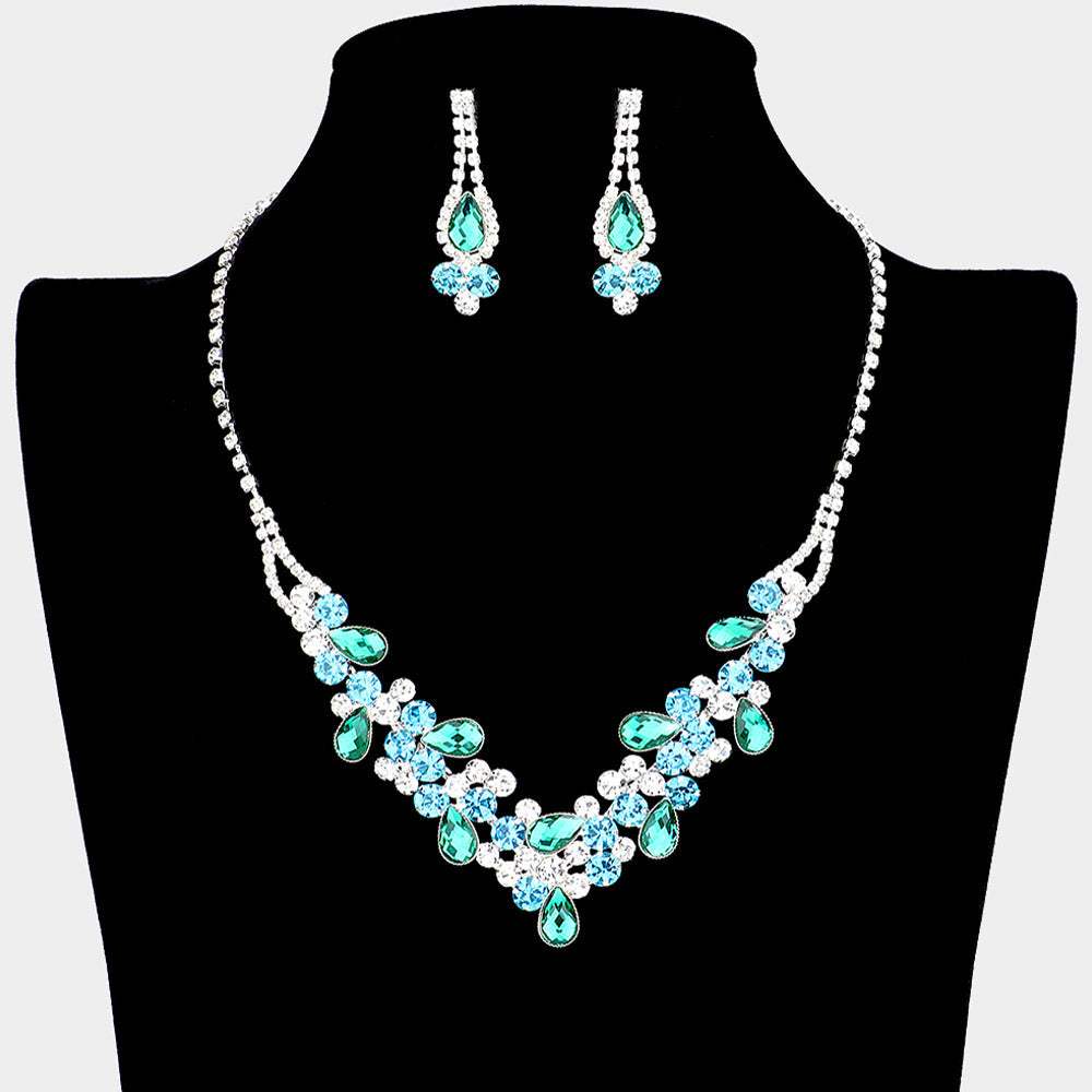 Teardrop Accented Rhinestone Necklace - Madeline Love - Flyclothing LLC