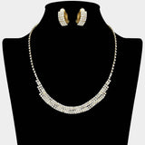Rhinestone Paved Collar Necklace Clip on Earring Set - Madeline Love - Flyclothing LLC