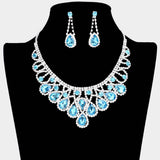 Crystal Teardrop Rhinestone Pave Evening Necklace - Madeline Love - Flyclothing LLC
