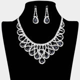 Crystal Teardrop Rhinestone Pave Evening Necklace - Madeline Love - Flyclothing LLC