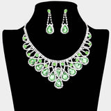 Crystal Teardrop Rhinestone Pave Evening Necklace - Madeline Love - Flyclothing LLC