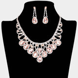Crystal Teardrop Rhinestone Pave Evening Necklace - Madeline Love - Flyclothing LLC