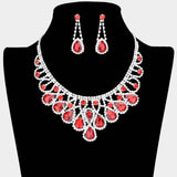 Crystal Teardrop Rhinestone Pave Evening Necklace - Madeline Love - Flyclothing LLC