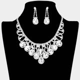 Crystal Teardrop Rhinestone Pave Evening Necklace - Madeline Love - Flyclothing LLC