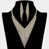 Crystal Rhinestone Marquise V-Collar Necklace - Madeline Love - Flyclothing LLC
