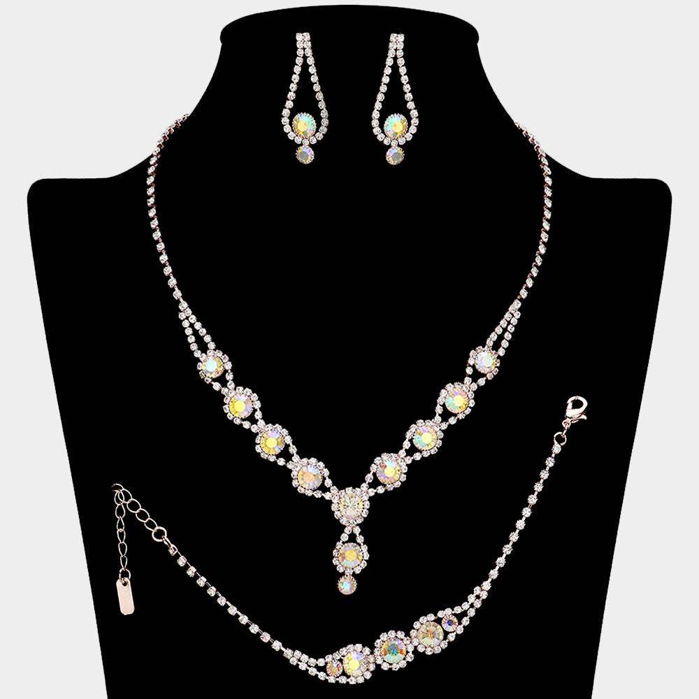 Rhinestone Bubble Necklace Jewelry Set - Madeline Love - Flyclothing LLC
