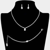 3PCS Teardrop Pearl Accented Rhinestone Necklace Jewelry Set - Madeline Love - Flyclothing LLC