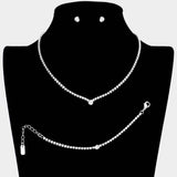 3PCS - Pave Crystal Rhinestone Marquise Necklace Set - Madeline Love - Flyclothing LLC