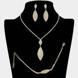 Rhinestone Paved Marquise Drop Necklace Set - Madeline Love - Flyclothing LLC