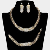 Rhinestone Pave Snake Metal Necklace Jewelry Set - Madeline Love - Flyclothing LLC