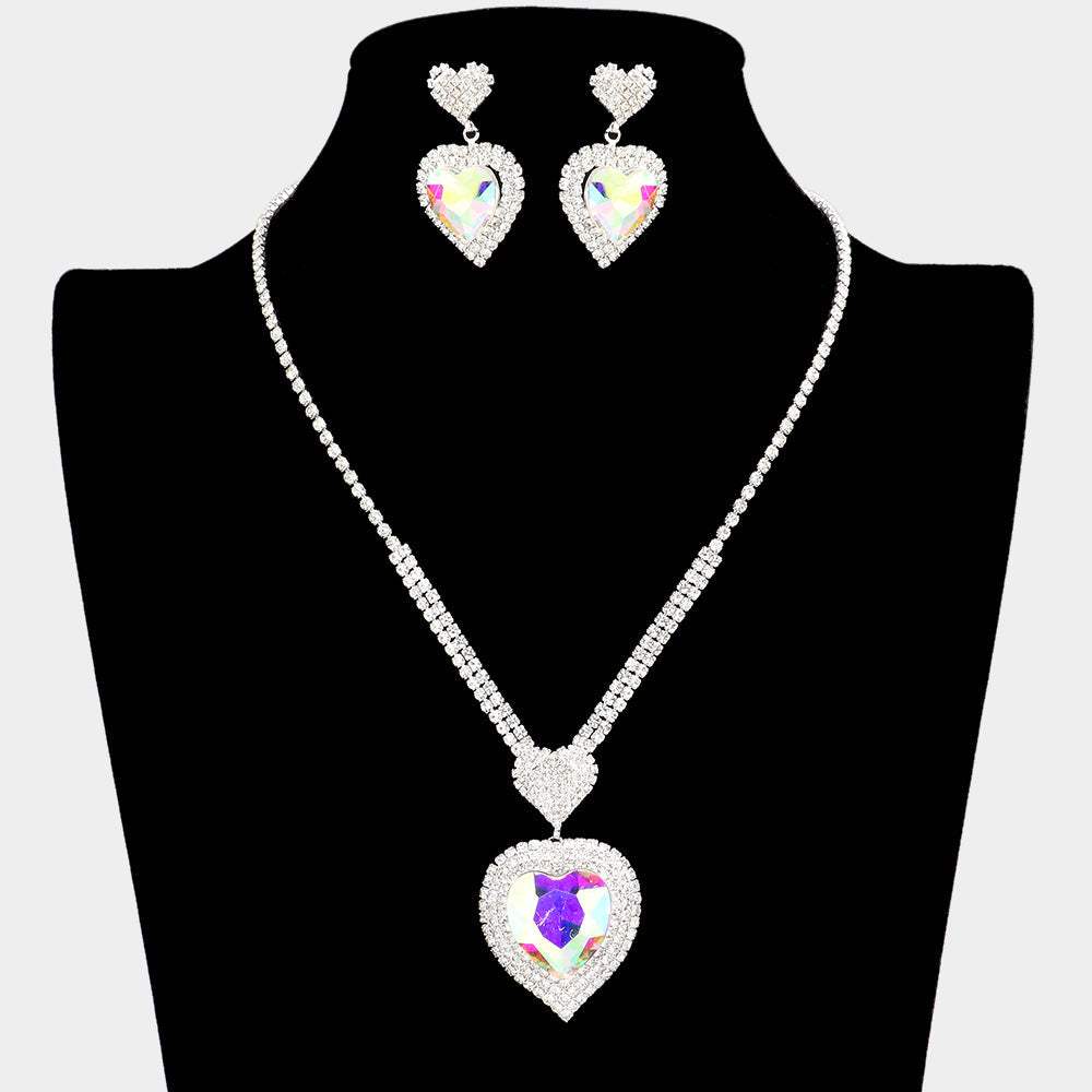 Heart Crystal Rhinestone Drop Necklace - Madeline Love - Flyclothing LLC