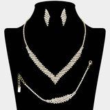 Rhinestone Paved V Shaped Jewelry Set - Madeline Love - Flyclothing LLC