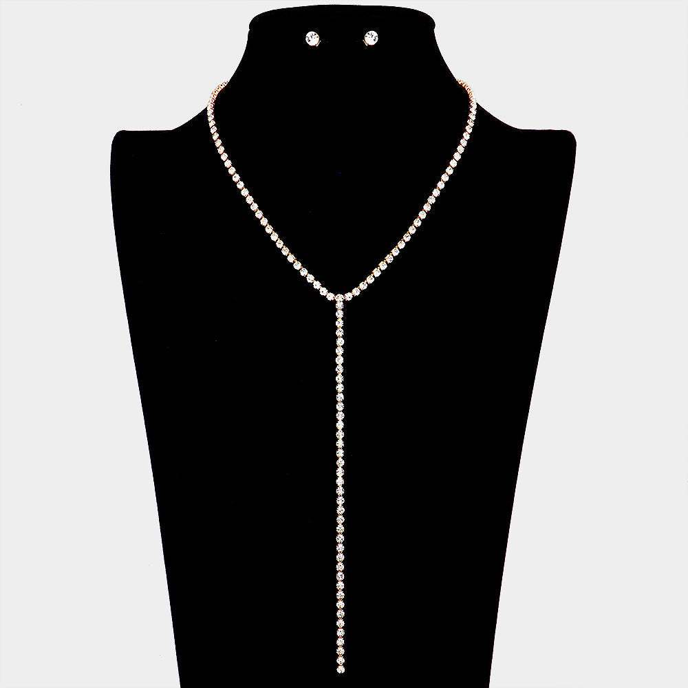 Rhinestone Y Necklace - Madeline Love - Flyclothing LLC