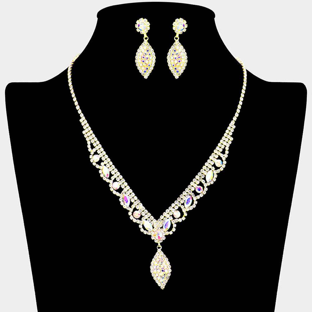 Rhinestone Marquise Accented Necklace - Madeline Love - Flyclothing LLC