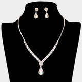 Teardrop Stone Accented Rhinestone Necklace - Madeline Love - Flyclothing LLC