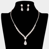Teardrop Stone Accented Rhinestone Necklace - Madeline Love - Flyclothing LLC