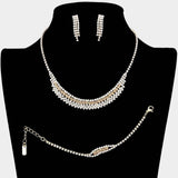 3PCS - Rhinestone Pave Necklace Set - Madeline Love - Flyclothing LLC