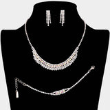 3PCS - Rhinestone Pave Necklace Set - Madeline Love - Flyclothing LLC