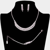3PCS - Rhinestone Pave Necklace Set - Madeline Love - Flyclothing LLC