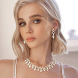 Marquise Stone Cluster Rhinestone Evening Necklace - Madeline Love - Flyclothing LLC