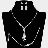 Marquise Stone Embellished Rhinestone Paved Jewelry Set - Madeline Love - Flyclothing LLC