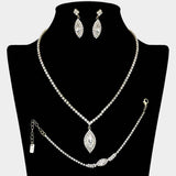 Marquise Stone Pendant Accented Rhinestone Paved Jewelry Set - Madeline Love - Flyclothing LLC