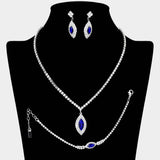 Marquise Stone Pendant Accented Rhinestone Paved Jewelry Set - Madeline Love - Flyclothing LLC