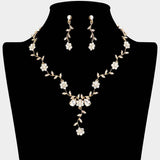 Flower Leaf Cluster Vine Rhinestone Necklace - Madeline Love - Flyclothing LLC