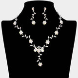 Flower Leaf Cluster Vine Rhinestone Necklace - Madeline Love - Flyclothing LLC