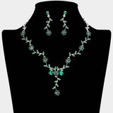 Flower Leaf Cluster Vine Rhinestone Necklace - Madeline Love - Flyclothing LLC