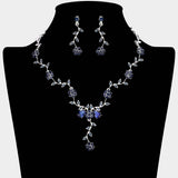 Flower Leaf Cluster Vine Rhinestone Necklace - Madeline Love - Flyclothing LLC