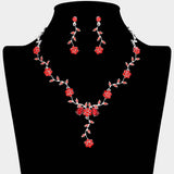 Flower Leaf Cluster Vine Rhinestone Necklace - Madeline Love - Flyclothing LLC