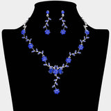 Flower Leaf Cluster Vine Rhinestone Necklace - Madeline Love - Flyclothing LLC