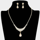 Teardrop Stone Accented Rhinestone Necklace - Madeline Love - Flyclothing LLC