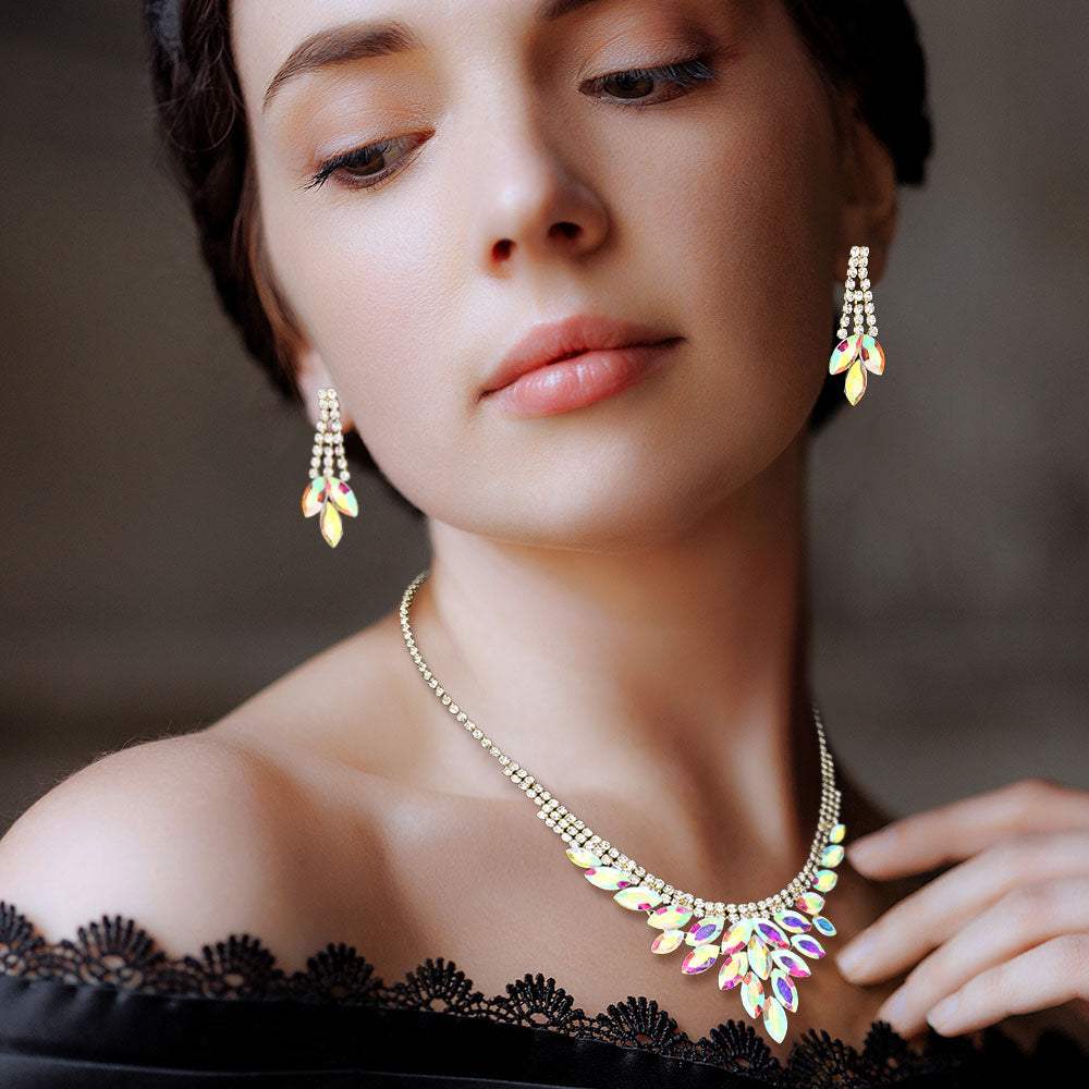 Marquise Stone Cluster Rhinestone Necklace - Madeline Love - Flyclothing LLC