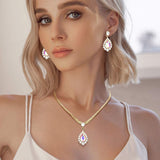 Teardrop Stone Accented Rhinestone Necklace - Madeline Love - Flyclothing LLC