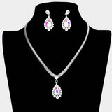 Teardrop Stone Accented Rhinestone Necklace - Madeline Love - Flyclothing LLC