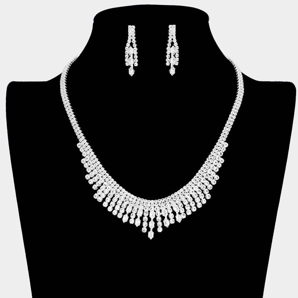 Marquise Stone Pointed Rhinestone Necklace - Madeline Love - Flyclothing LLC