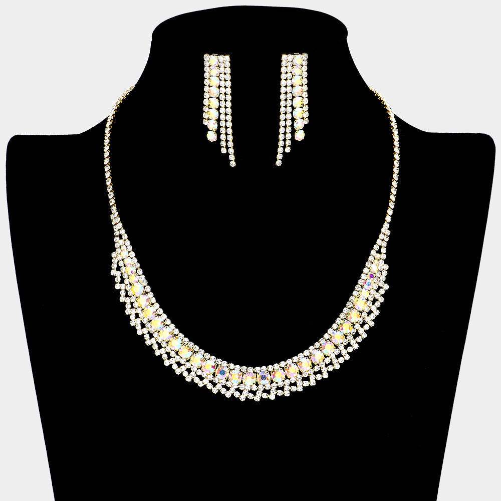 Bubble Stone Detailed Rhinestone Necklace - Madeline Love - Flyclothing LLC