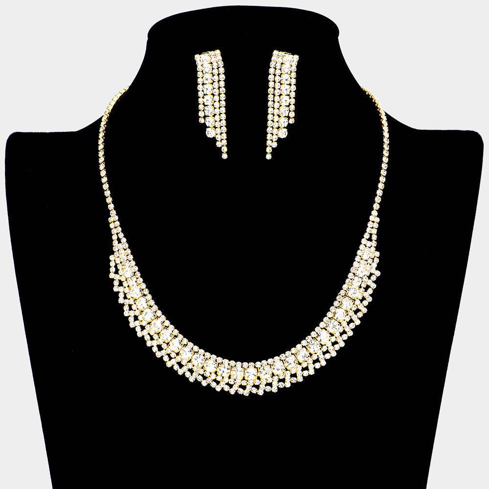 Bubble Stone Detailed Rhinestone Necklace - Madeline Love - Flyclothing LLC