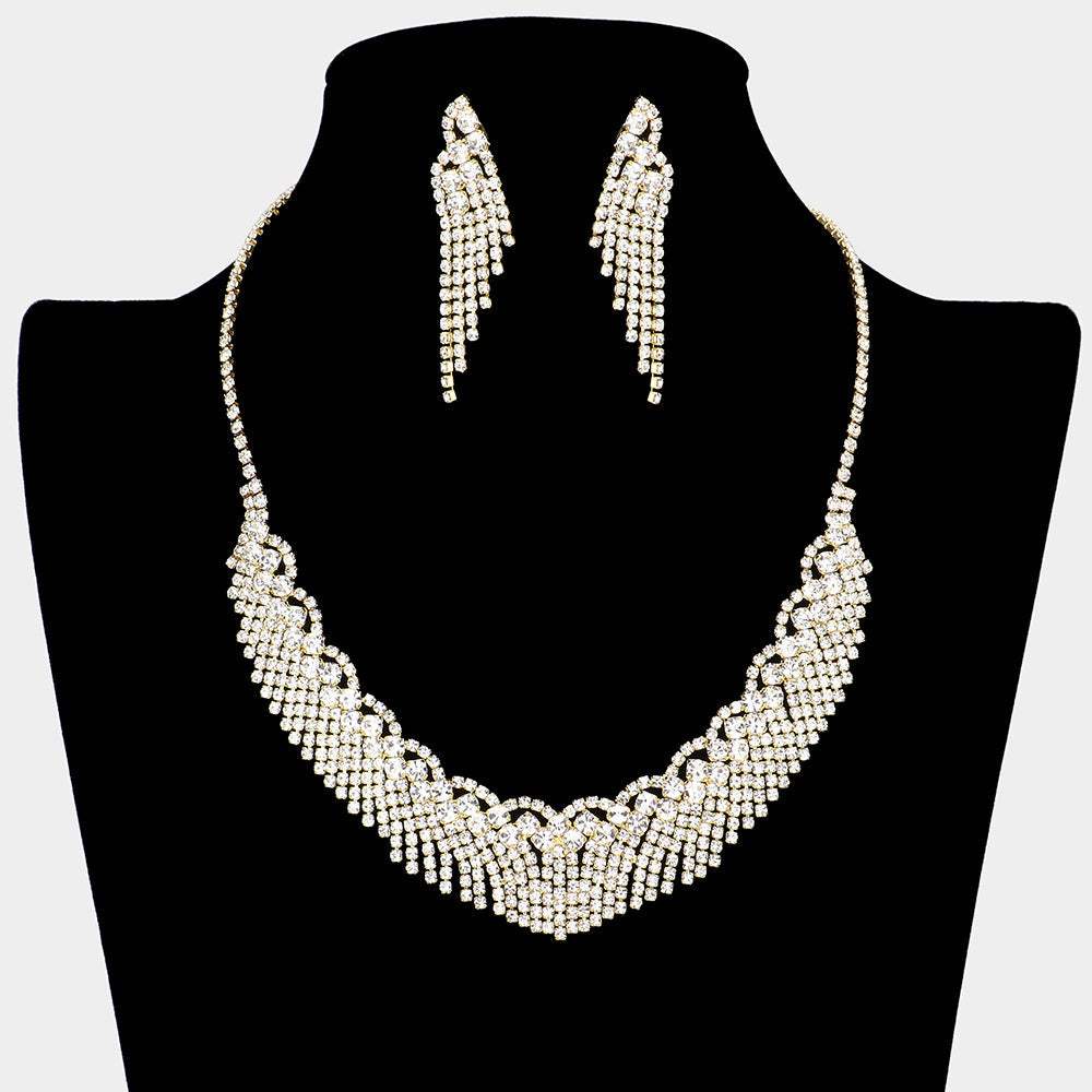 Round Stone Pointed Rhinestone Necklace - Madeline Love - Flyclothing LLC