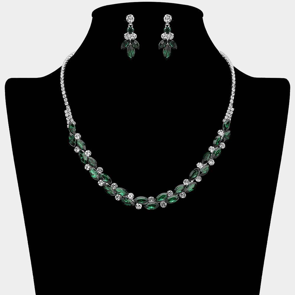 Round Marquise Stone Cluster Rhinestone Necklace - Madeline Love - Flyclothing LLC