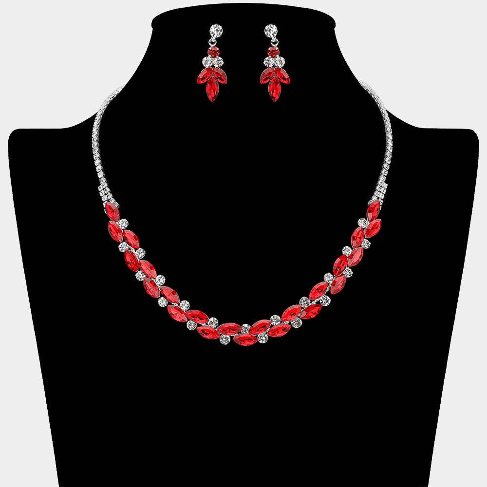 Round Marquise Stone Cluster Rhinestone Necklace - Madeline Love - Flyclothing LLC