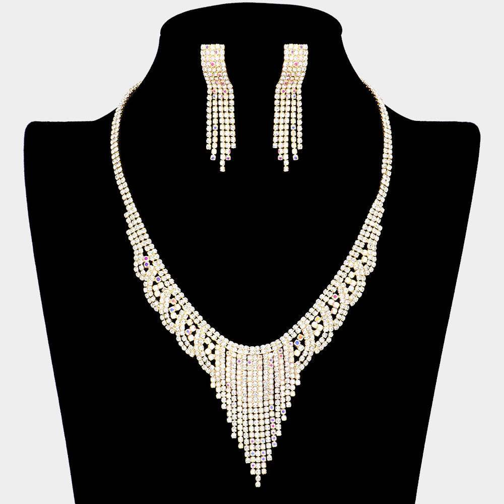 Rhinestone Pave Fringe Necklace - Madeline Love - Flyclothing LLC