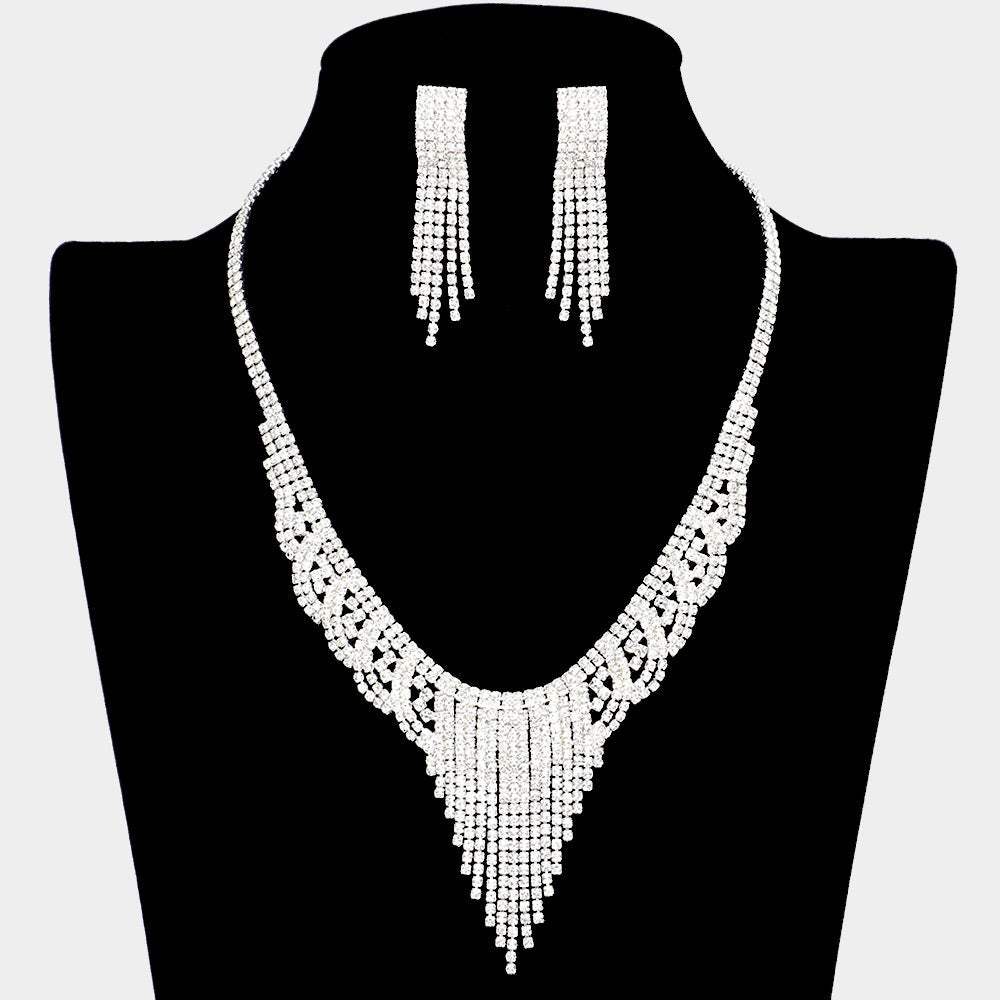 Rhinestone Pave Fringe Necklace - Madeline Love - Flyclothing LLC