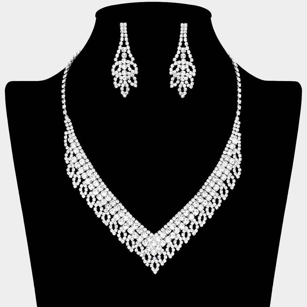 Rhinestone Paved V Shaped Collar Necklace - Madeline Love - Flyclothing LLC