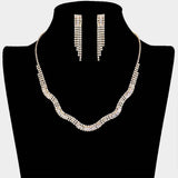 CZ Rhinestone Paved Wavy Necklace - Madeline Love - Flyclothing LLC